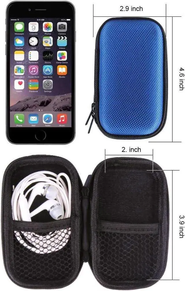 Alt view image 6 of 7 - Hard Drive Hard Case Hootek 2Pack Rectangle Shaped Portable Protection EVA Shockproof Earbuds Earphone Headset Headphone Carrying Cases with Zipper and Carabiner Wired/Bluetooth Headset Change Purse