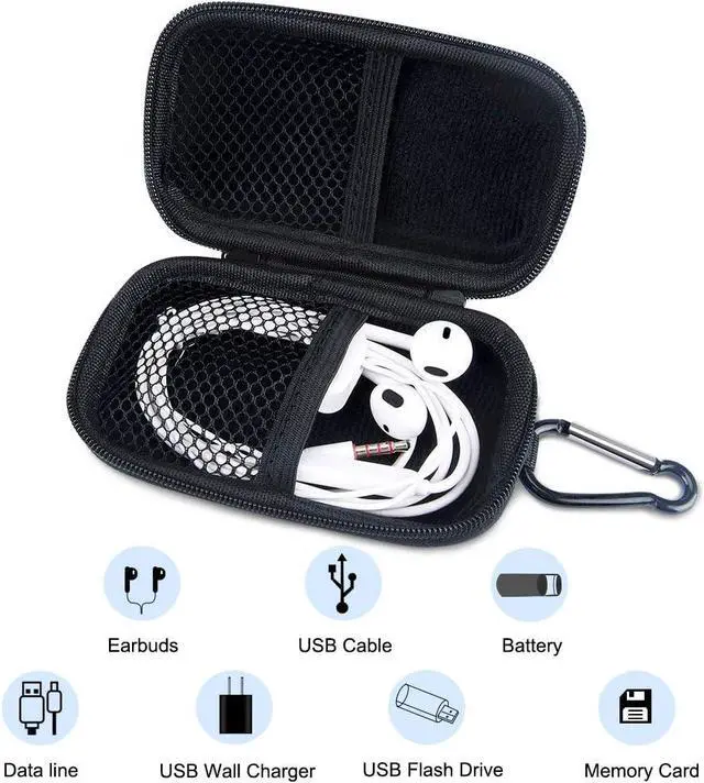 Alt view image 4 of 7 - Hard Drive Hard Case Hootek 2Pack Rectangle Shaped Portable Protection EVA Shockproof Earbuds Earphone Headset Headphone Carrying Cases with Zipper and Carabiner Wired/Bluetooth Headset Change Purse
