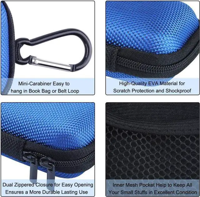 Alt view image 2 of 7 - Hard Drive Hard Case Hootek 2Pack Rectangle Shaped Portable Protection EVA Shockproof Earbuds Earphone Headset Headphone Carrying Cases with Zipper and Carabiner Wired/Bluetooth Headset Change Purse