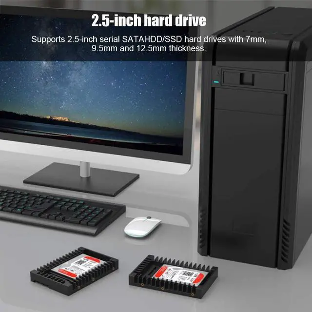 Alt view image 3 of 7 - Esenlong 2.5 SSD SATA to 3.5 Hard Drive Adapter Internal Drive Bay Converter Mounting Bracket Caddy Tray for 7/9.5/12.5mm 2.5 inch HDD/SSD with SATA III Interface