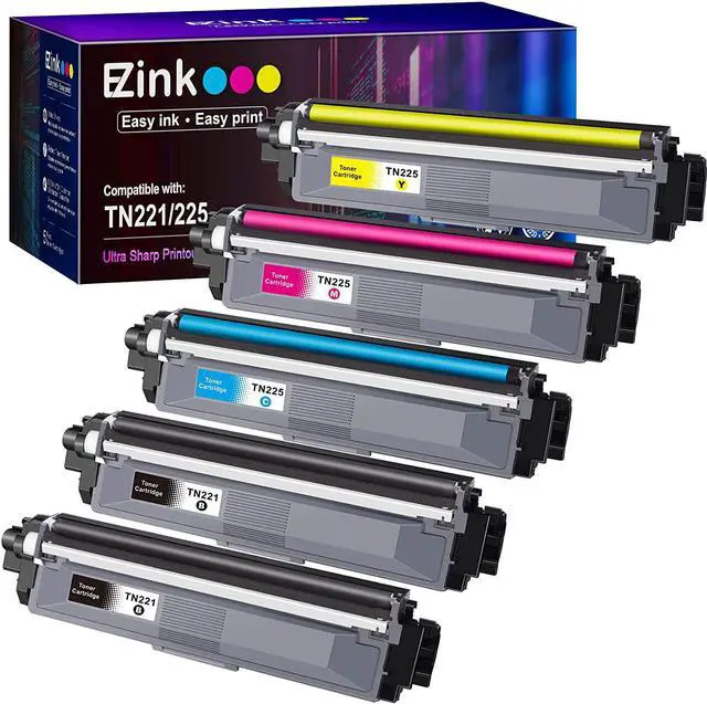 Main image of E-Z Ink (TM) Compatible Toner Cartridge Replacement for Brother TN221 TN225 to Use with MFC-9130CW HL-3170CDW HL-3140CW HL-3180CDW MFC-9330CDW (2 Black, 1 Cyan, 1 Magenta, 1 Yellow, 5 Pack)