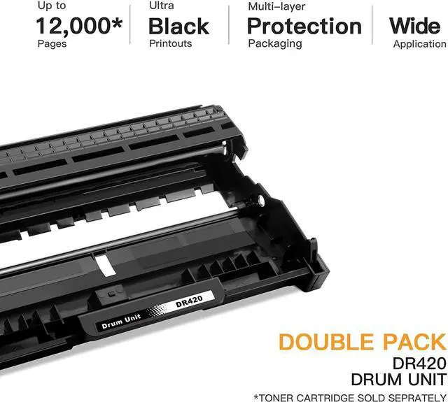 Alt view image 2 of 7 - E-Z Ink (TM) Compatible Drum Unit Replacement for Brother DR420 DR 420 DR-420 for HL-2270DW HL-2280DW HL-2230 HL-2240 MFC-7360N MFC-7860DW DCP-7065DN Intellifax 2840 Printer (Black,High Yield, 2 Pack)