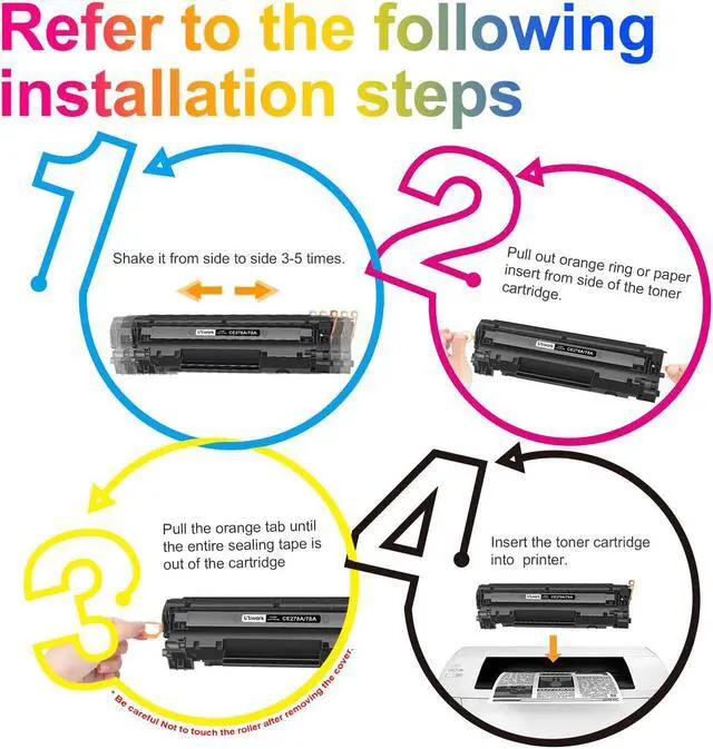 Alt view image 5 of 7 - Uniwork Compatible Toner Cartridge Replacement for HP 78A CE278A use for LaserJet Pro P1606dn M1536dnf P1566 P1560 P1606 M1536 Printer Tray, 4 Black