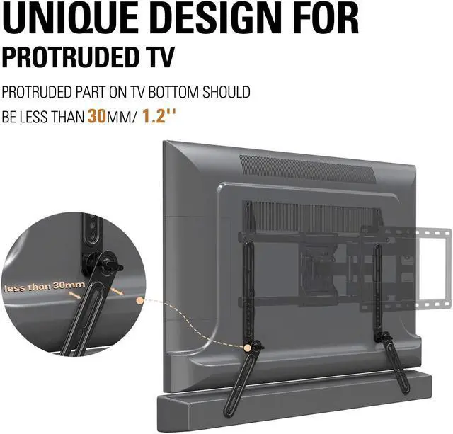 Alt view image 3 of 7 - Mounting Dream Soundbar Bracket Sound Bar TV Mount Designed for TVs with Protruded Bottom on Back - Holds Up to 15 lbs - with Adjustable Arm and L-Shaped Bracket for Mounting Above Under TVs MD5421