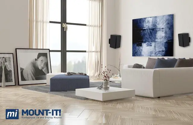 Alt view image 2 of 5 - Mount-It! Heavy-Duty Speaker Wall Mount, Universal Adjustable Design for Bookshelf, Large or Small Speakers, 1 Pair, 22 Lbs Capacity, Black