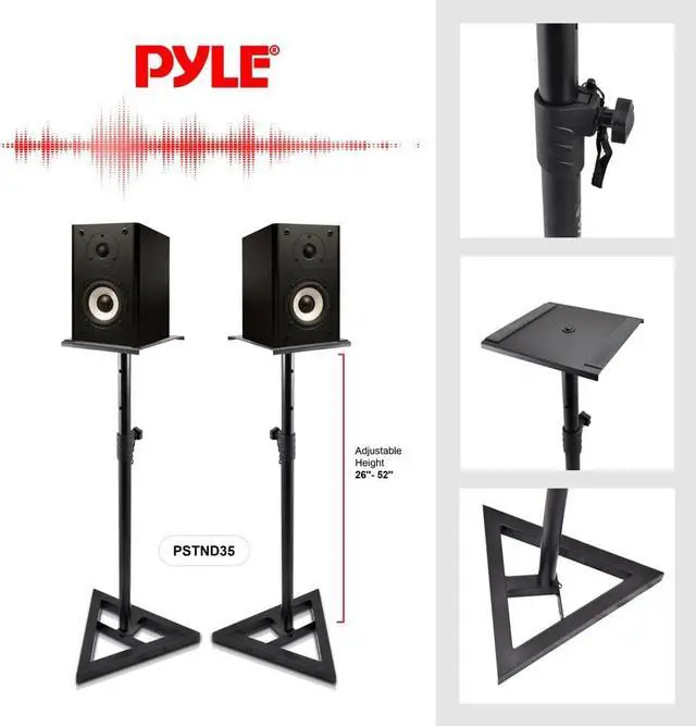 Alt view image 2 of 4 - P PSTND35 Heavy Duty Telescoping Speaker Stands with Height Adjustment, Set of 2