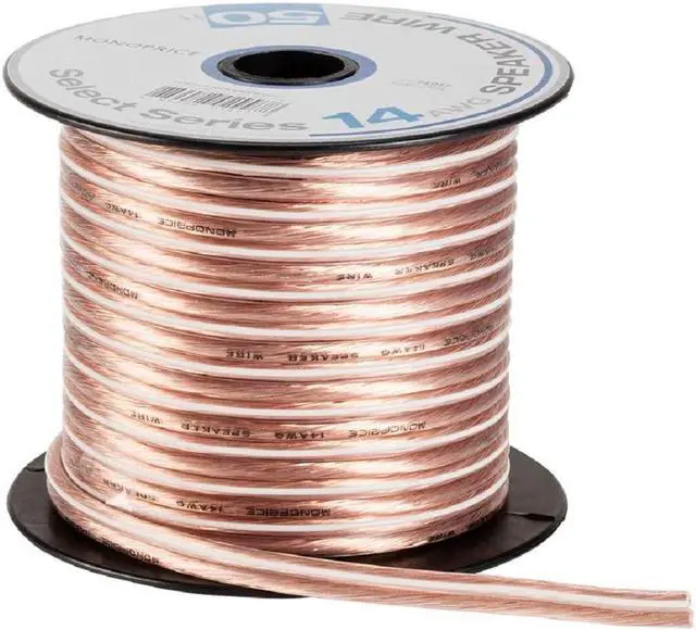 Alt view image 9 of 12 - Monoprice Select Series 14 Gauge AWG Speaker Wire / Cable - 50ft Jacketed In Durable Plastic With A Color Coded Conductor For Home Theater, Car Audio And More
