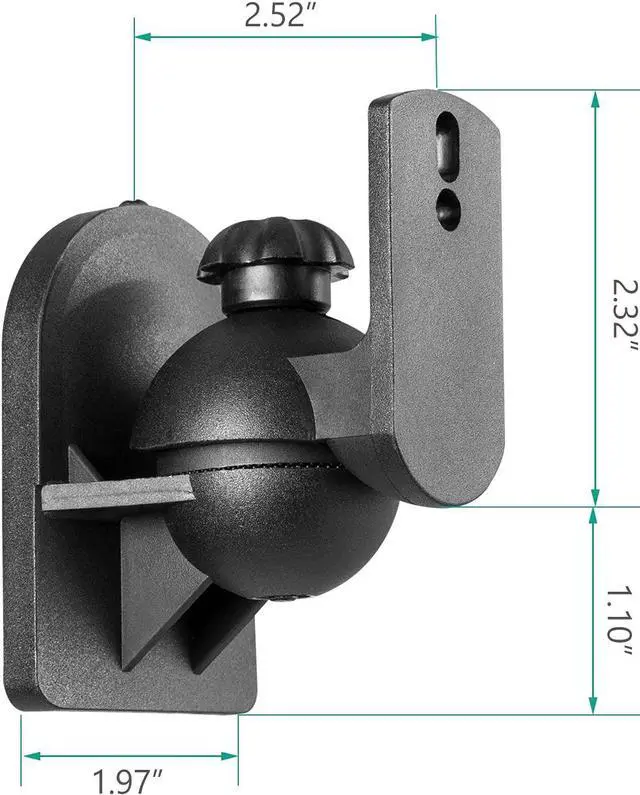 Alt view image 3 of 7 - Good Product Outlet Speaker Wall Mounts, Bookshelf Speaker Wall Mount Brackets, Surround Sound Speaker Mounts, Hold up to 7.7 lbs, (SWM202), 2 Pack, Black