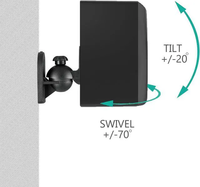 Alt view image 4 of 7 - Good Product Outlet Speaker Wall Mounts, Bookshelf Speaker Wall Mount Brackets, Surround Sound Speaker Mounts, Hold up to 7.7 lbs, (SWM202), 2 Pack, Black