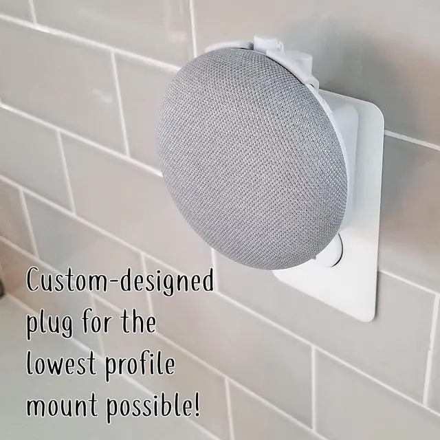Alt view image 5 of 7 - The Nest Mini Easy Genie Mount 2nd Gen 2019: The Simplest and Cleanest Outlet Wall Mount Hanger Stand for New Google Nest Mini - No Cord Wrapping Required - Designed in USA (White)