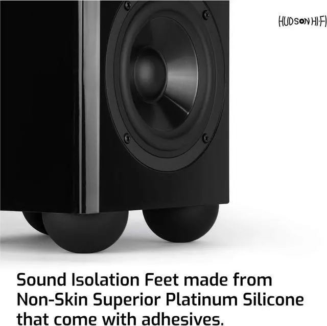 Alt view image 3 of 7 - Speaker Isolation Feet (8-Pack, 2.5") Adhesive Silicone Anti-Vibration Pads for Speakers, Turntables, Subwoofers & Amplifiers, Supports 50-100 lbs Per Pad