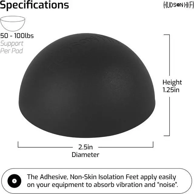 Alt view image 4 of 7 - Speaker Isolation Feet (8-Pack, 2.5") Adhesive Silicone Anti-Vibration Pads for Speakers, Turntables, Subwoofers & Amplifiers, Supports 50-100 lbs Per Pad