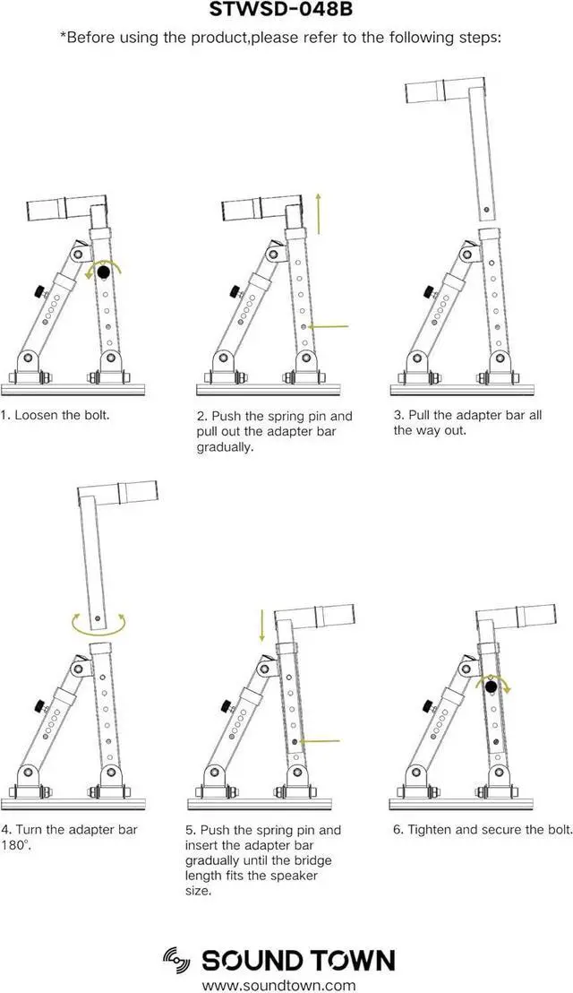 Alt view image 4 of 4 - Sound Town 2-Pack Adjustable Wall Mount Speaker Brackets with 180-degree Swivel (STWSD-048B)