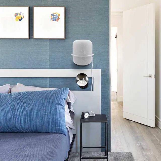 Alt view image 5 of 6 - ALLICAVER Wall Mount Compatible Apple HomePod, Speaker Mount for Homepod 2, Sturdy Metal Made Mount Stand Holder Compatible Apple HomePod, White