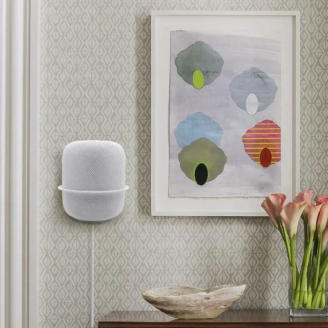 Alt view image 6 of 6 - ALLICAVER Wall Mount Compatible Apple HomePod, Speaker Mount for Homepod 2, Sturdy Metal Made Mount Stand Holder Compatible Apple HomePod, White