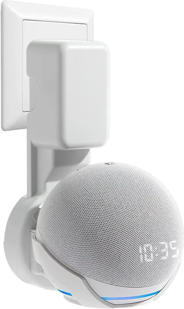 Main image of Wall Mount Holder for Dot 4th/5th Generation, Outlet Hanger for Dot 4th/5th Gen, Smart Speaker Stand, Space-Saving Accessories, Built-in Cable Management Shelf, White