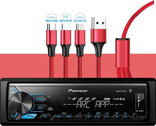 Alt view image 5 of 7 - MVH-X390BT Digital Media Receiver with Pioneer ARC app, MIXTRAX, Built-in Bluetooth and USB Direct Control for iPod/iPhone and Android Phones & zonoz 3 in 1 Multi USB Charging Cable (Bundle)