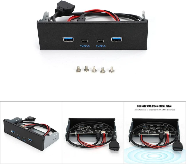 Alt view image 7 of 7 - USB 3.1 Gen2 Front Panel 10Gbps Optical Drive Expansion Type C Type E Hub USB 3.0 2.0 Desktop Computer Parts 80cm Extension Cable Black Heavy Duty PC Case Upgrade Accessory