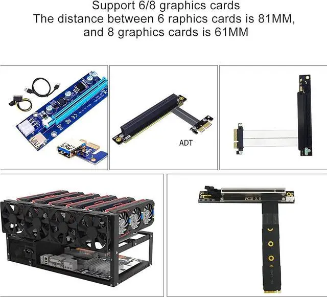 Alt view image 4 of 6 - YJYGR Open Air Miner Mining Frame Rig Case, 8 GPU Steel Open Mining Rig Frame for Crypto Coin Currency Bitcoin for ATX - Only Mining Rig Frame Included (Color : 6 GPU)