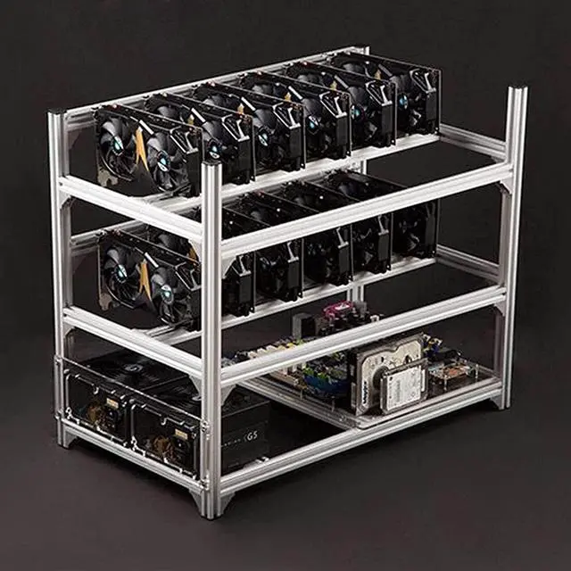 Main image of YJYGR Mining Rig Frame 12 GPU Open-Pit Mining Machine Frame Case Mining Coin Ring Support Bracket Case Frame Transfer Mining Rack (Size : 12 GPU)