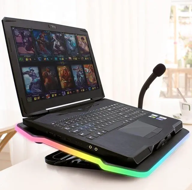 Alt view image 7 of 7 - Xiaogan Ultimate + RGB Laptop Cooling Pad with LED Rim + Gaming Laptop Cooler + USB Powered Fan + Very Stable and Silent Laptop Stand + Compatible up to 17  + for PC Mac PS4 Xbox One + New 2022
