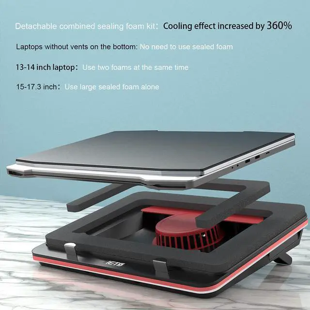 Alt view image 3 of 7 - GT500 Powerful Turbo-Fan (4200 RPM) Laptop Cooling Pad with Infinitely Variable Speed,Seal Foam for Rapid Cooling Gaming Laptop,Dust Filter for Protect Laptop,13-17.3inch Laptop Cooler