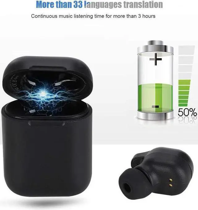 Alt view image 5 of 7 - PUSOKEI Bluetooth5.0 Headset, Single Ear Smart Language Translator Device with Charging Box, More Than 33 Languages Intelligent Translator for Travel/Business