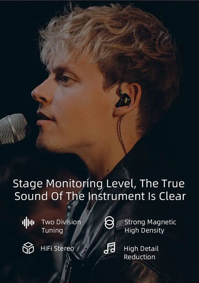 Alt view image 5 of 7 - KZ EDX in-Ear Monitors, HiFi Stereo Stage/Studio IEM Wired Noise Isolating Sport Earphones/Earbuds/Headphones with Detachable Cable 2Pin for Musician Audiophile (Without Mic, Black)