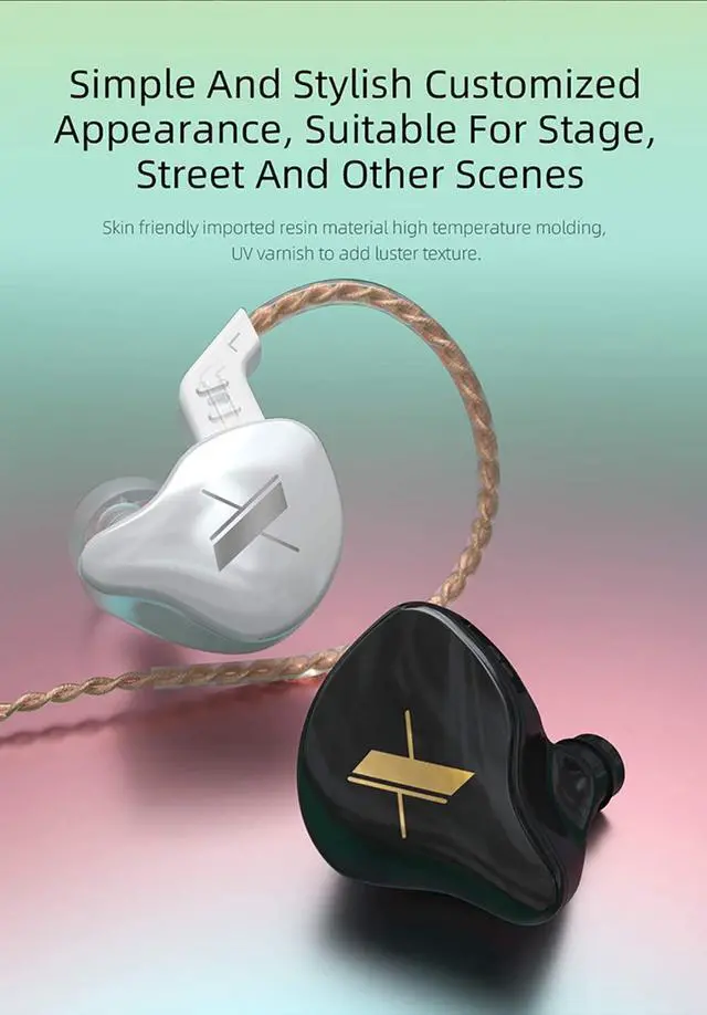 Alt view image 6 of 7 - KZ EDX in-Ear Monitors, HiFi Stereo Stage/Studio IEM Wired Noise Isolating Sport Earphones/Earbuds/Headphones with Detachable Cable 2Pin for Musician Audiophile (Without Mic, Black)