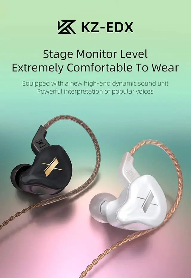 Alt view image 2 of 7 - KZ EDX in-Ear Monitors, HiFi Stereo Stage/Studio IEM Wired Noise Isolating Sport Earphones/Earbuds/Headphones with Detachable Cable 2Pin for Musician Audiophile (Without Mic, Black)