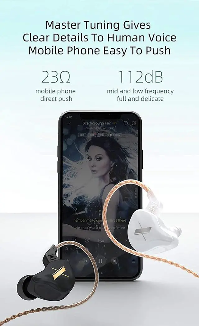 Alt view image 3 of 7 - KZ EDX in-Ear Monitors, HiFi Stereo Stage/Studio IEM Wired Noise Isolating Sport Earphones/Earbuds/Headphones with Detachable Cable 2Pin for Musician Audiophile (Without Mic, Black)