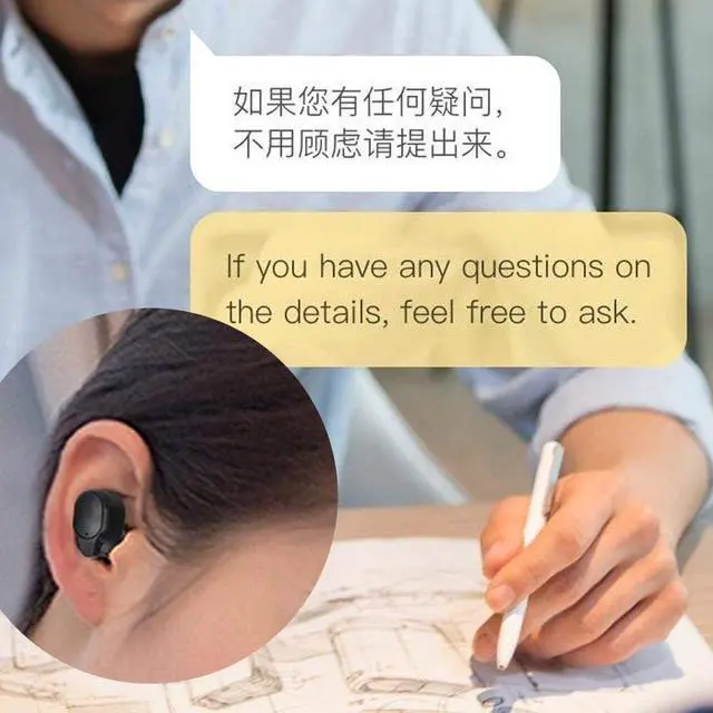 Alt view image 4 of 7 - PUSOKEI Bluetooth5.0 Headset, Single Ear Smart Language Translator Device with Charging Box, More Than 33 Languages Intelligent Translator for Travel/Business