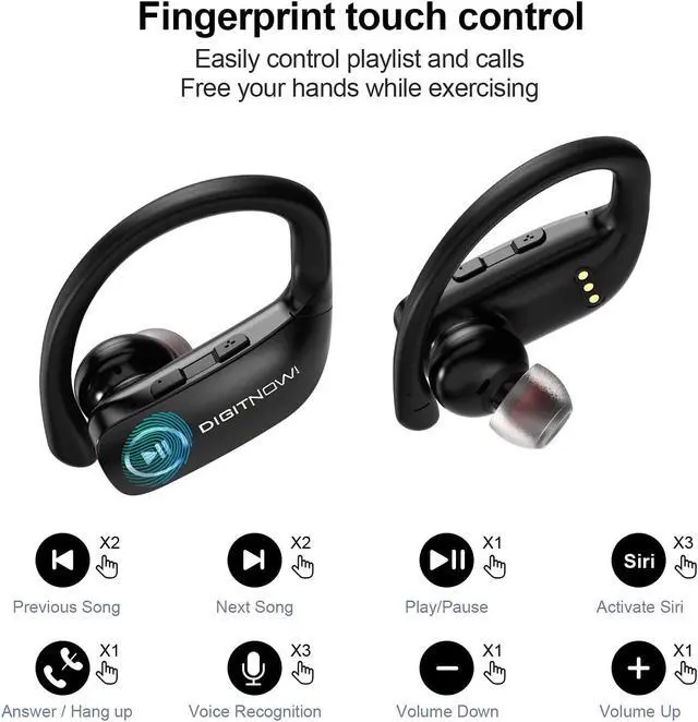 Alt view image 6 of 7 - DIGITNOW Wireless Earbuds, Bluetooth 5.0 Headphones 48Hrs Play Back Touch Control with LED Display Charging Case Waterproof Stereo Earphones in-Ear Built-in Mic Headset Deep Bass for Sport Workout