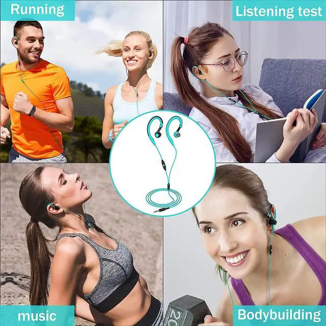 Alt view image 6 of 7 - Sport Wired Earbuds Over Ear in-Ear Earbuds Earhook Running Headphones Headphones with Microphone for iPhone iPod Android Phone (Blue)