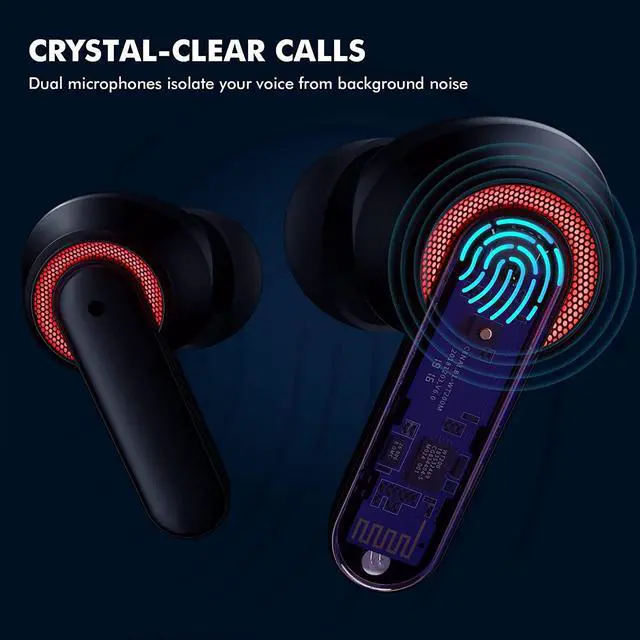 Alt view image 3 of 6 - Bluetooth 5.3 Headphones for iPhone 16 Pro Max 15 14 13 Samsung Z Fold 5 Flip 6, Wireless Earbuds Stereo Sound Noise-canceling in-Ear Earphones Mic for iPad Galaxy S24 Ultra S23 S22 S21 S20 Pixel 8 7