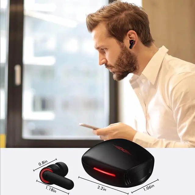 Alt view image 6 of 6 - Bluetooth 5.3 Headphones for iPhone 16 Pro Max 15 14 13 Samsung Z Fold 5 Flip 6, Wireless Earbuds Stereo Sound Noise-canceling in-Ear Earphones Mic for iPad Galaxy S24 Ultra S23 S22 S21 S20 Pixel 8 7