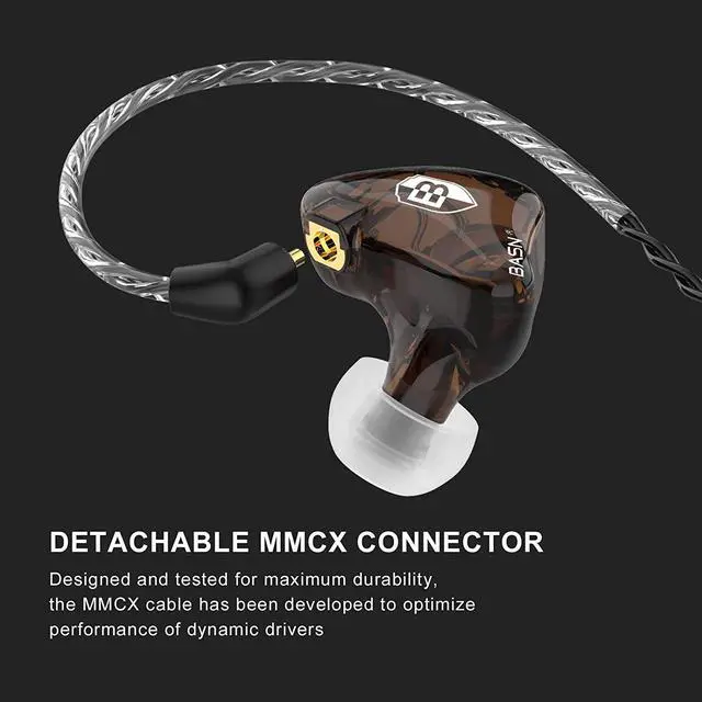 Alt view image 3 of 6 - BASN Bsinger+PRO Dual Drivers Headphones (Earbuds/Earphones) with MMCX Detachable Cables, Noise-Isolating in-Ear Monitor with Microphone and Remote