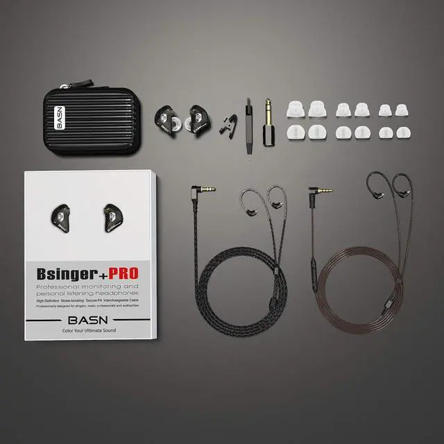 Alt view image 6 of 6 - BASN Bsinger PRO in-Ear Monitors Hybrid Dynamic Dual Drivers Two Detachable MMCX Cables Musicians in-Ear Earbuds Headphones (Black)