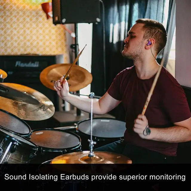 Alt view image 3 of 7 - BASN in-Ear Monitor Headphones Dual Dynamic Drivers in Ear Earphones Detachable MMCX Cable Musicians in-Ear Earbuds Headphones (BC100 Purple, with no Mic)