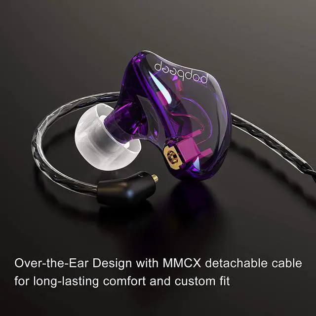 Alt view image 4 of 7 - BASN in-Ear Monitor Headphones Dual Dynamic Drivers in Ear Earphones Detachable MMCX Cable Musicians in-Ear Earbuds Headphones (BC100 Purple, with no Mic)