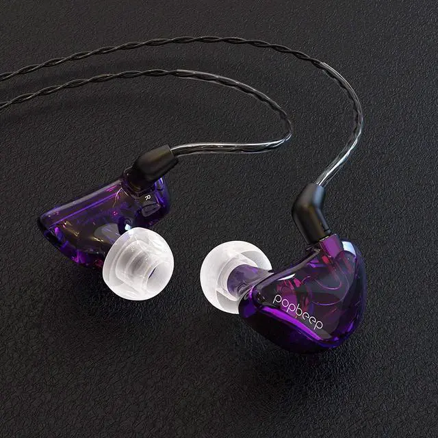 Alt view image 6 of 7 - BASN in-Ear Monitor Headphones Dual Dynamic Drivers in Ear Earphones Detachable MMCX Cable Musicians in-Ear Earbuds Headphones (BC100 Purple, with no Mic)
