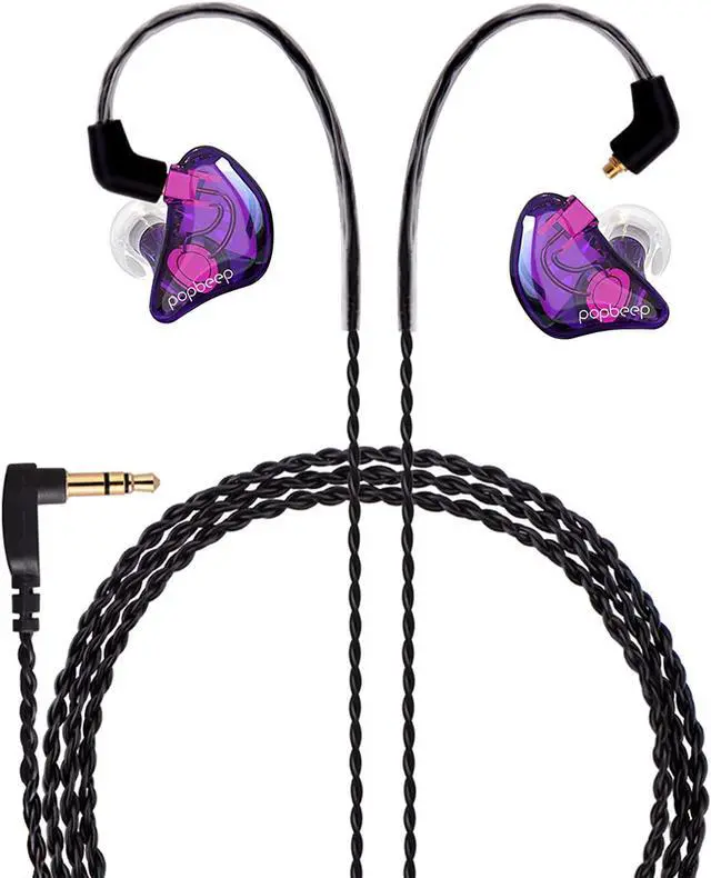 Alt view image 7 of 7 - BASN in-Ear Monitor Headphones Dual Dynamic Drivers in Ear Earphones Detachable MMCX Cable Musicians in-Ear Earbuds Headphones (BC100 Purple, with no Mic)
