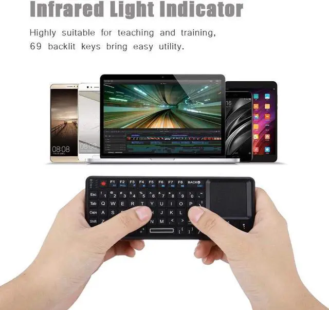 Alt view image 2 of 7 - 2.4GHz Wireless Touchpad Keyboard, Super Thin&Lightweight Rechargeable Ultra Mini Thin USB Backlit Keyboard, Plug and Play Fits for HTPC, for PS3/4