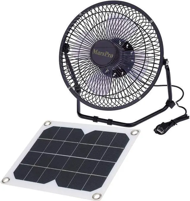 Main image of Solar Ventilator 5.2W USB Solar Panel Powered Portable Fan for Cooling Ventilation Outdoor Home Travelling Chicken House Car Ventilation System 8 Inch