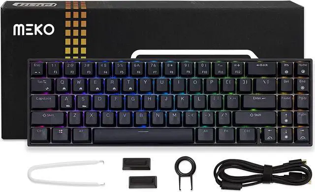Alt view image 6 of 6 - MEKO Push 65% RGB LED Hotswap Bluetooth Double Shot ABS Mechanical Keyboard (Yellow)
