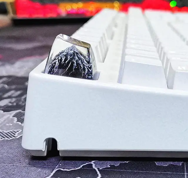 Alt view image 2 of 7 - MECHKYP Handmade Mt .Fuji Backlit Resin Artisan Keycap R4/Esc Key Cap Shine Through Translucent SA Profile for Cherry MX Switch Gaming Mechanical Keyboard,Snow Mountain Under Blue Skies (Black)