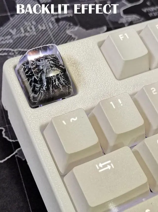 Alt view image 5 of 7 - MECHKYP Handmade Mt .Fuji Backlit Resin Artisan Keycap R4/Esc Key Cap Shine Through Translucent SA Profile for Cherry MX Switch Gaming Mechanical Keyboard,Snow Mountain Under Blue Skies (Black)
