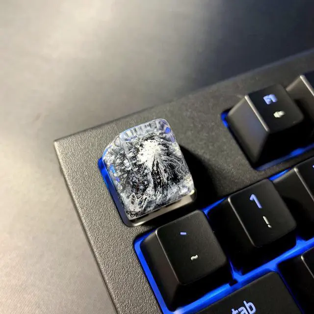 Alt view image 4 of 7 - MECHKYP Handmade Mt .Fuji Backlit Resin Artisan Keycap R4/Esc Key Cap Shine Through Translucent SA Profile for Cherry MX Switch Gaming Mechanical Keyboard,Snow Mountain Under Blue Skies (Black)