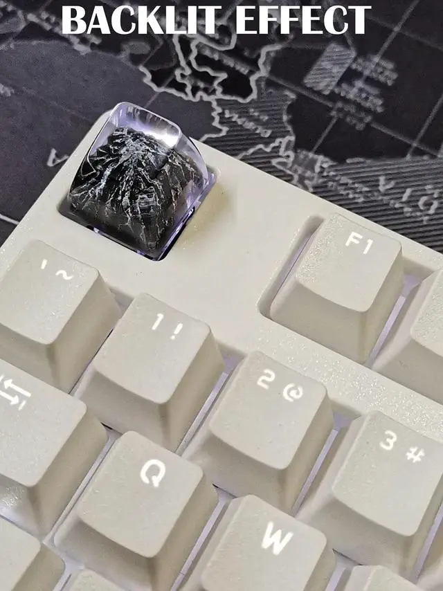Alt view image 6 of 7 - MECHKYP Handmade Mt .Fuji Backlit Resin Artisan Keycap R4/Esc Key Cap Shine Through Translucent SA Profile for Cherry MX Switch Gaming Mechanical Keyboard,Snow Mountain Under Blue Skies (Black)