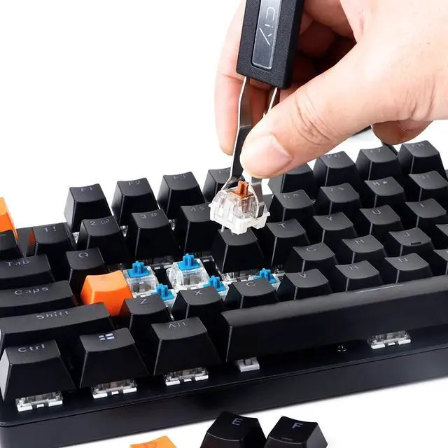 Alt view image 3 of 6 - Keycap Puller Switch Puller Stainless Steel Keycap Removal Tool with 2 Pcs Keyboard Cleaning Brush for Mechanical Keyboard